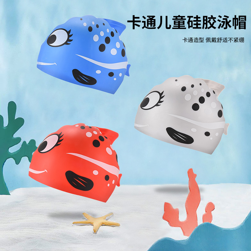 1PC Cute Cartoon Fish Print Si - đánh giá và giá Swim Cap Silicone